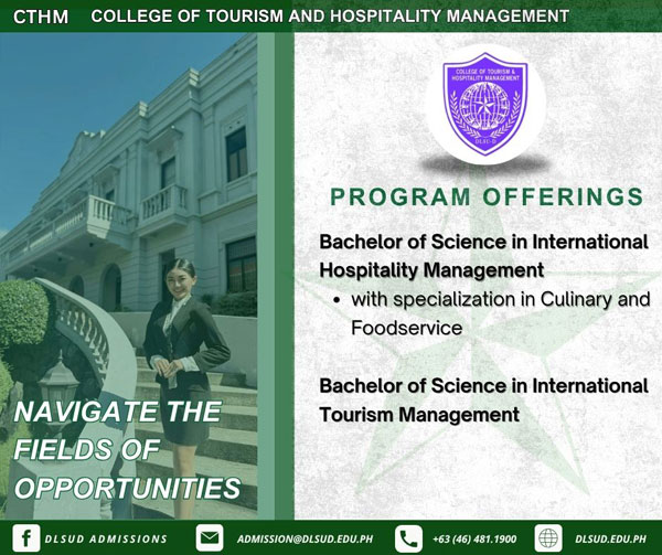 DLSUD COLLEGE OF TOURISM AND HOSPITALITY MANAGEMENT
