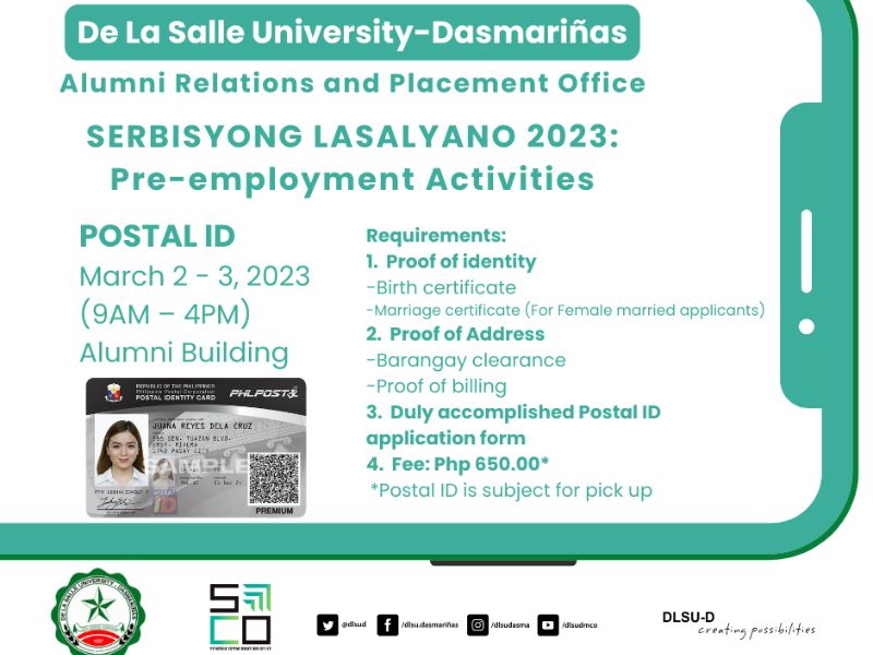 Serbisyong Lasalyano 2023: Pre-Employment Activities Serbisyong Lasalyano 2023: Pre-Employment Activities