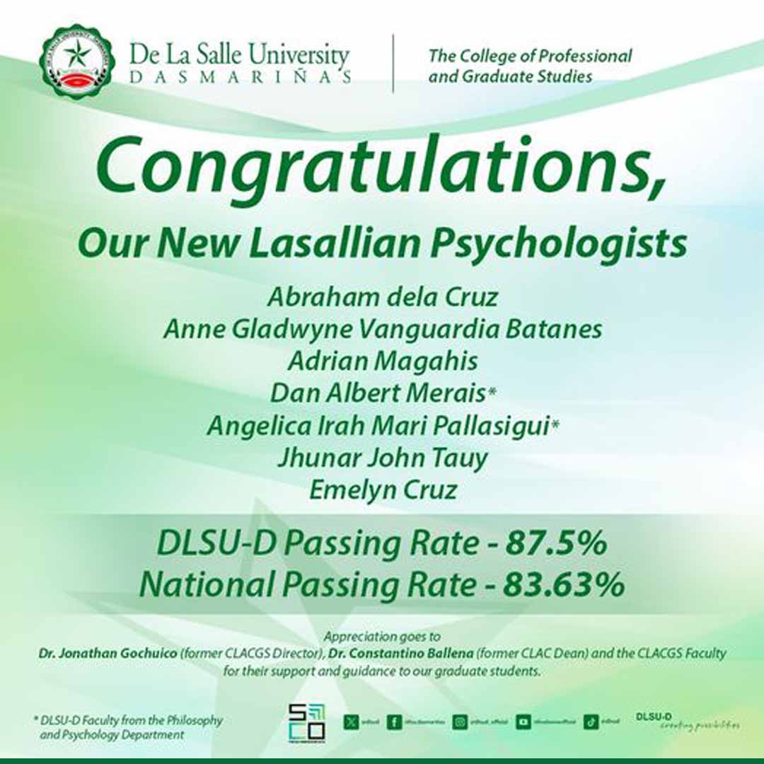 Newly licensed Lasallian Psychologists