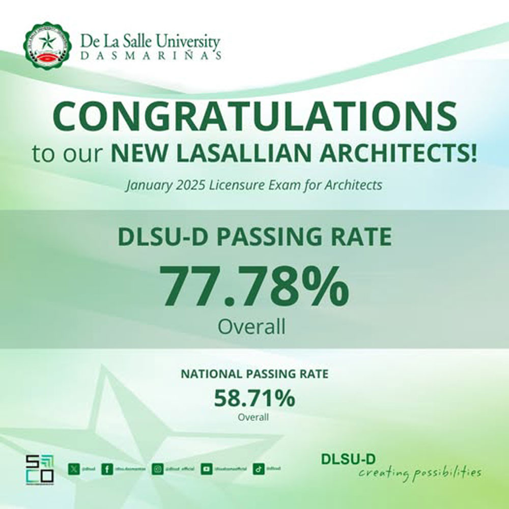 DLSU-D Surpasses National Passing Rate in Licensure Exam for Architects 
