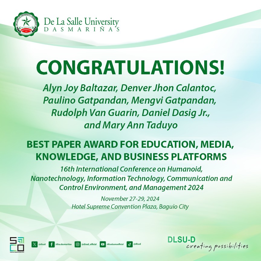 DLSU-D Student 2nd in Master Plumbers Exam