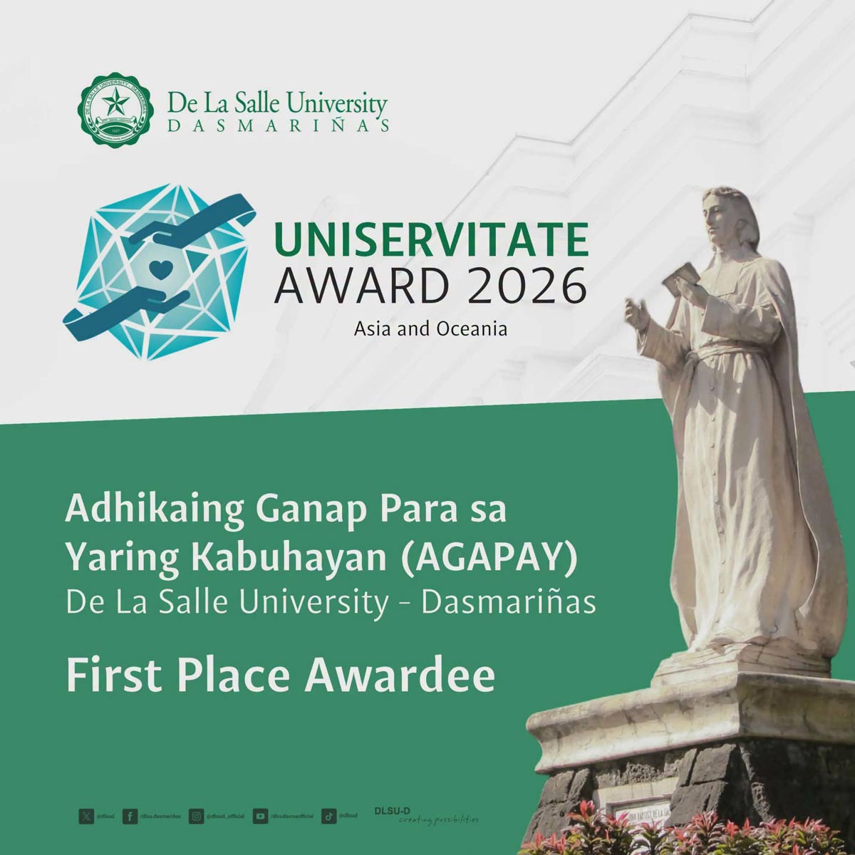 DLSU-D's AGAPAY Program Wins Uniservitate Awards 2026 in Asia and Oceania
