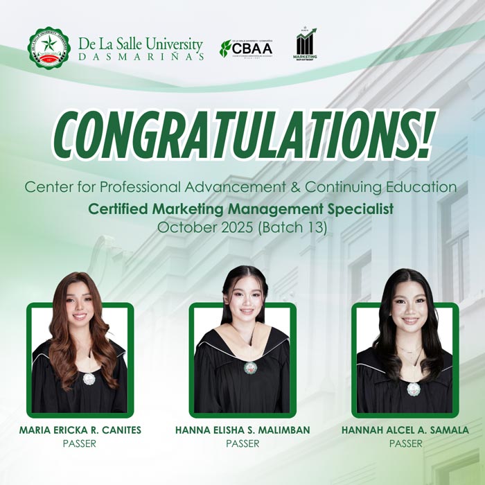 DLSU-D Congratulates CPACE–CMMS Passers