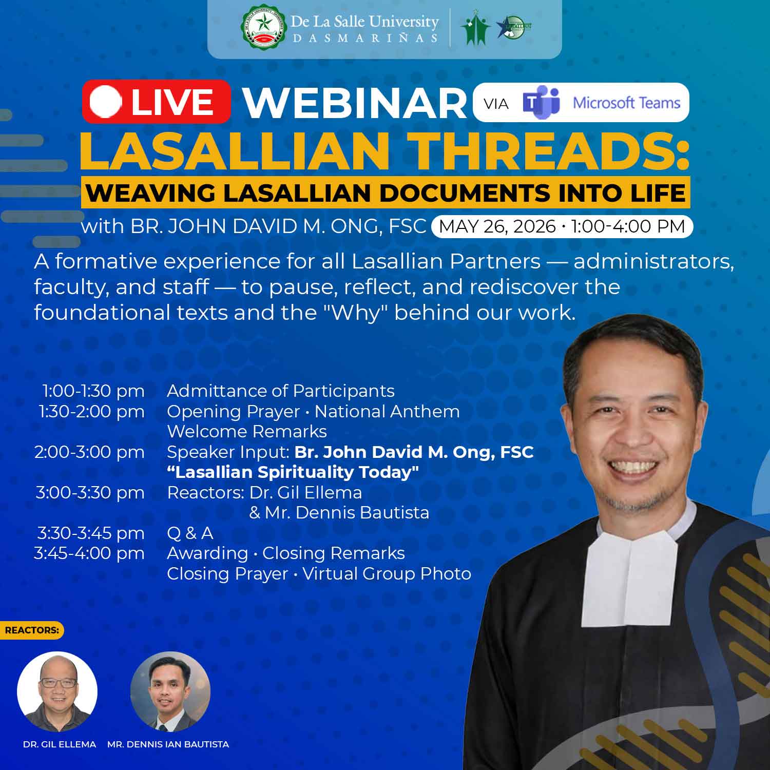 DLSU-D to Hold Lasallian Threads Webinar