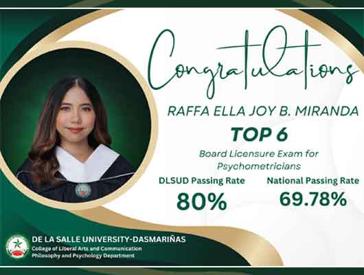 Lasallian tops Psychometrician Licensure Exam