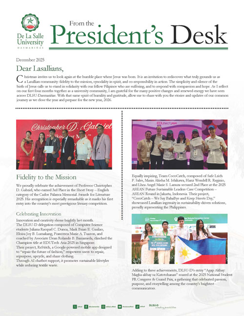 President's Desk Dec 2026
