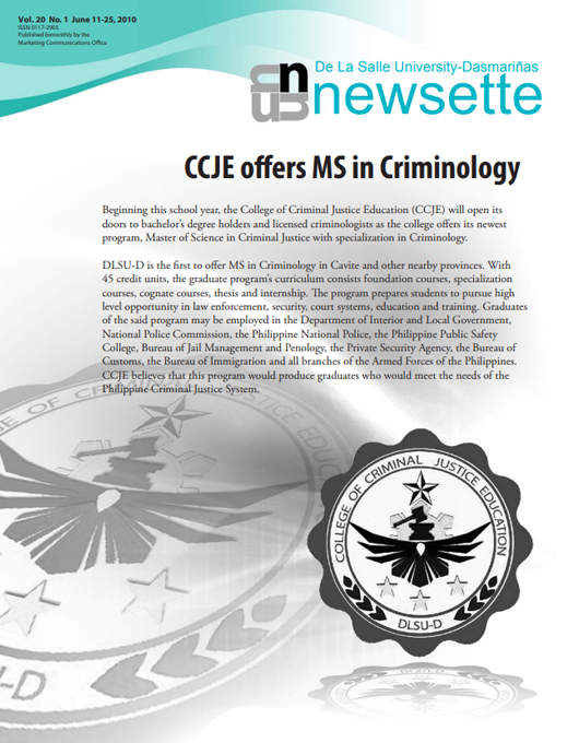 CCJE offers MS in Criminology