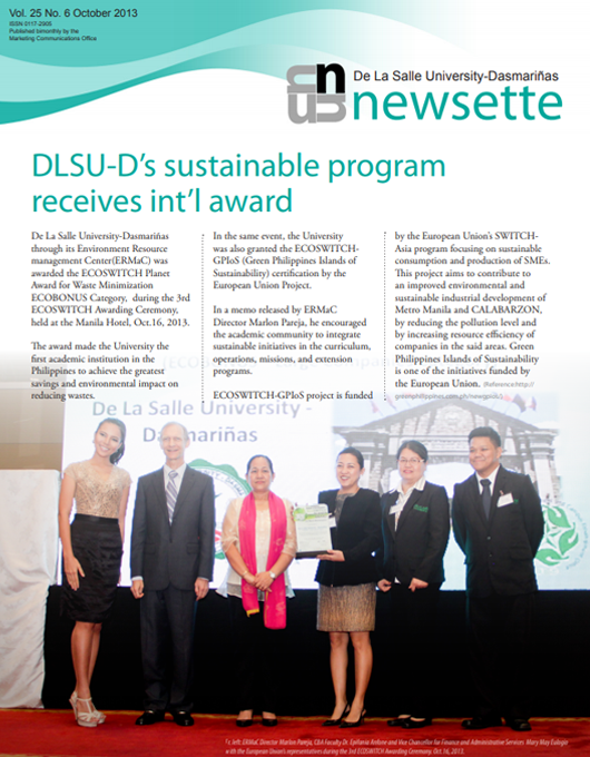 DLSU-D’s sustainable program receives int’l award