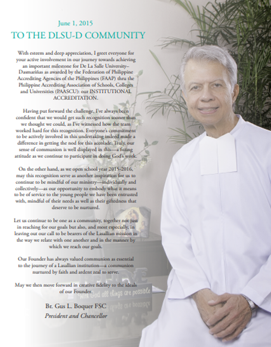 To The DLSU-D Community