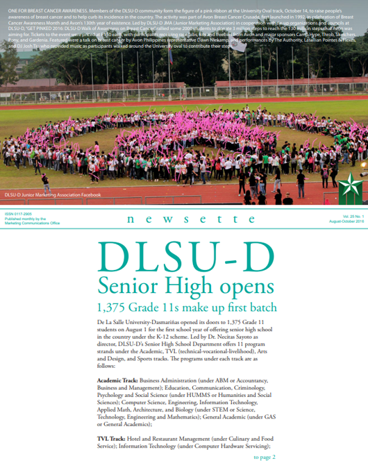 DLSU-D Senior High opens 1.375 Grade 11s make up first batch