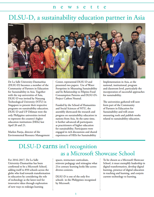 DLSU-D, a sustainability education partner in Asia