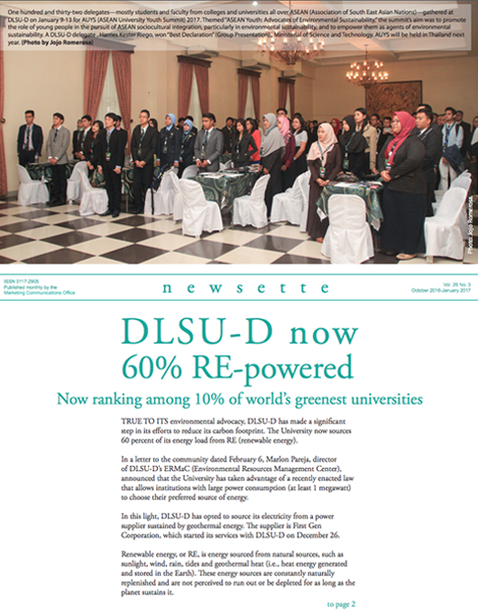 DLSU-D now 60% Re-Powered