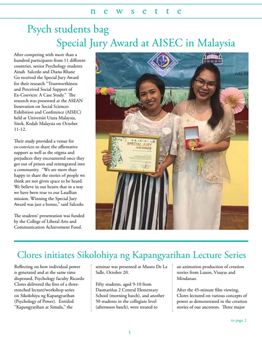 Psych students bag Special Jury Award at AISEC in Malaysia